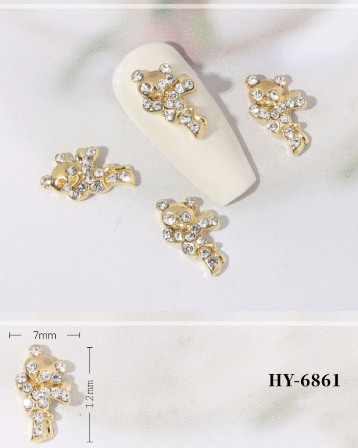 New Nail Decorators Smiley Face Four-leaf Clover Pearl Crown Nail Ornaments