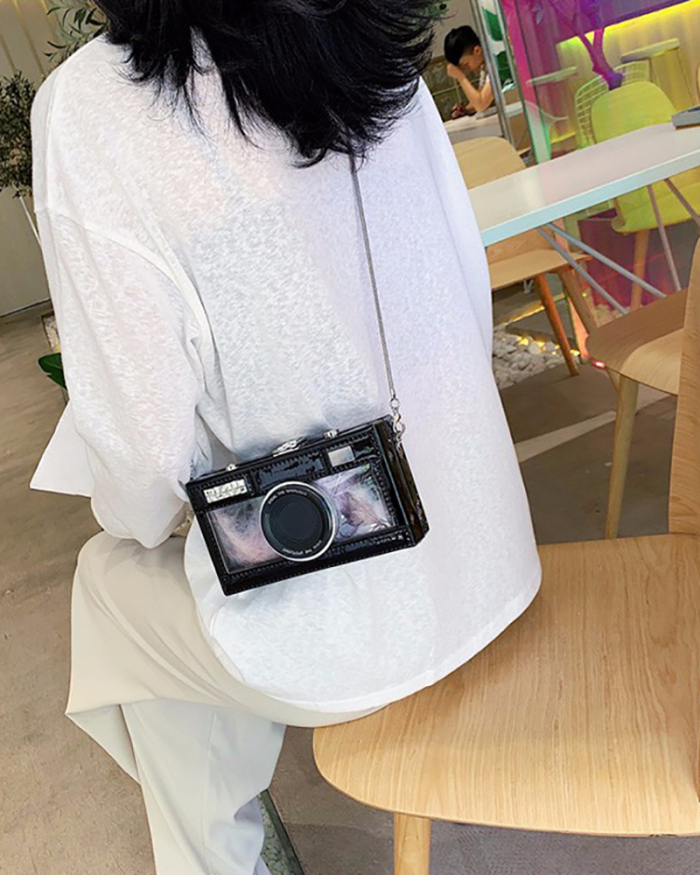 New Fashion Personality Creative Chain Messenger Camera Transparent Handbag