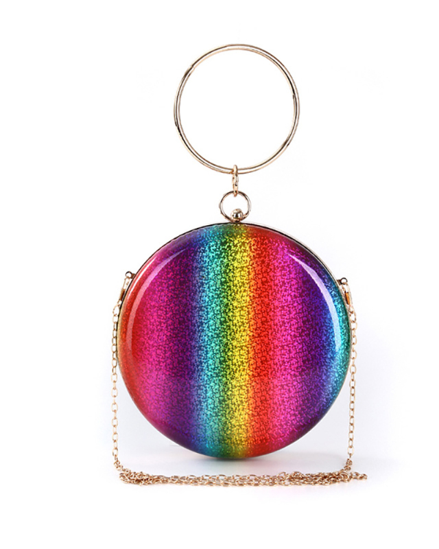 Round Evening Bag Clutch Rainbow Elements Small Round Bag