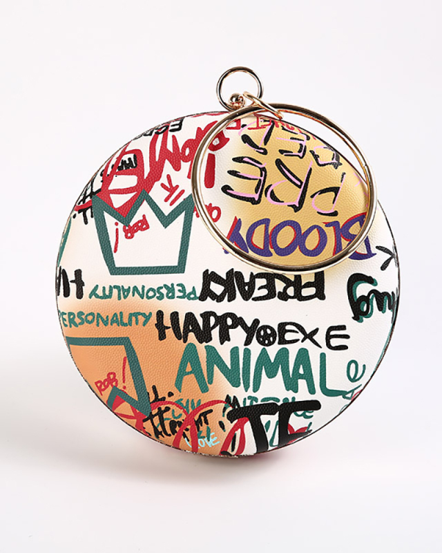 New Fashion Banquet Ladies Round Clutch Graffiti Painted Small Round Bag