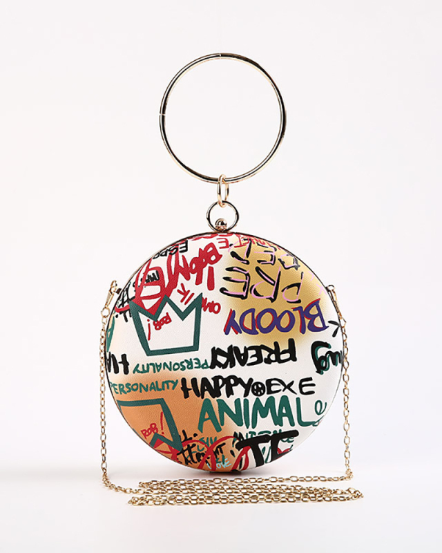 New Fashion Banquet Ladies Round Clutch Graffiti Painted Small Round Bag