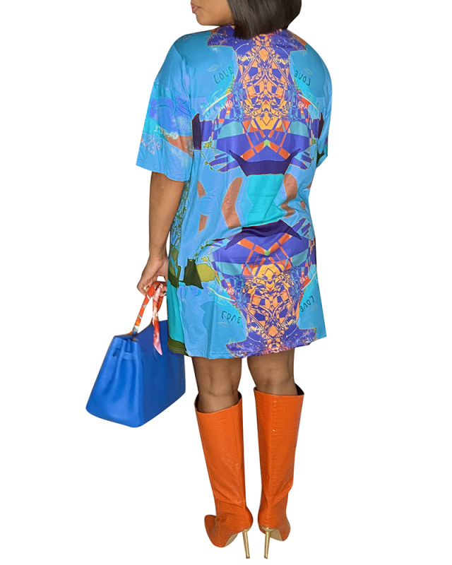 Women Print Loose Casual Plus-size Dress