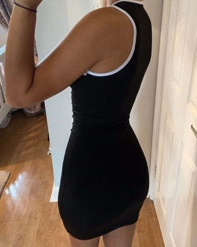 Women Sexy Slim Body Collision Color Buttock Dress