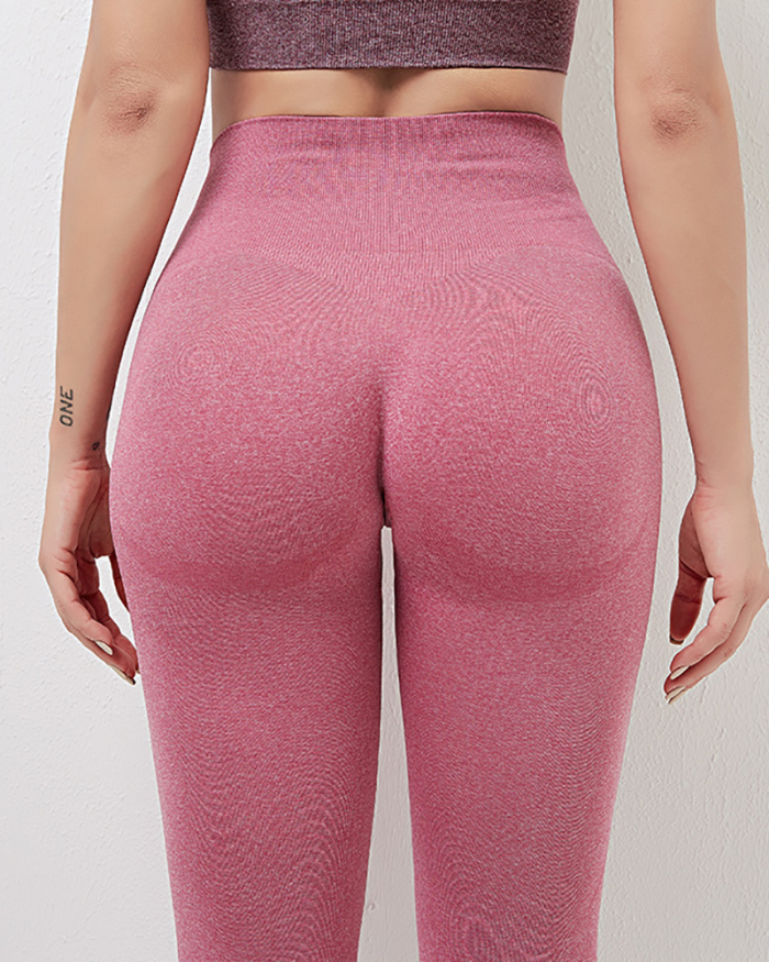 Woman Sexy Peach Hip Pants High Waist Stretch Tight Yoga Pants Multicolor Seamless Knitted Hip Pants S-L