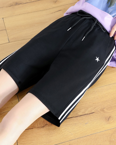 Women Shorts Knee-length Streetwear Leisure Solid Drawstring Loose Summer New Yoga Sport Five-point Pants