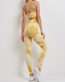 Tie-dye yellow two-piece suit