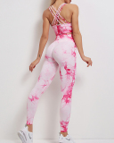 Tie-dye rose red two-piece suit
