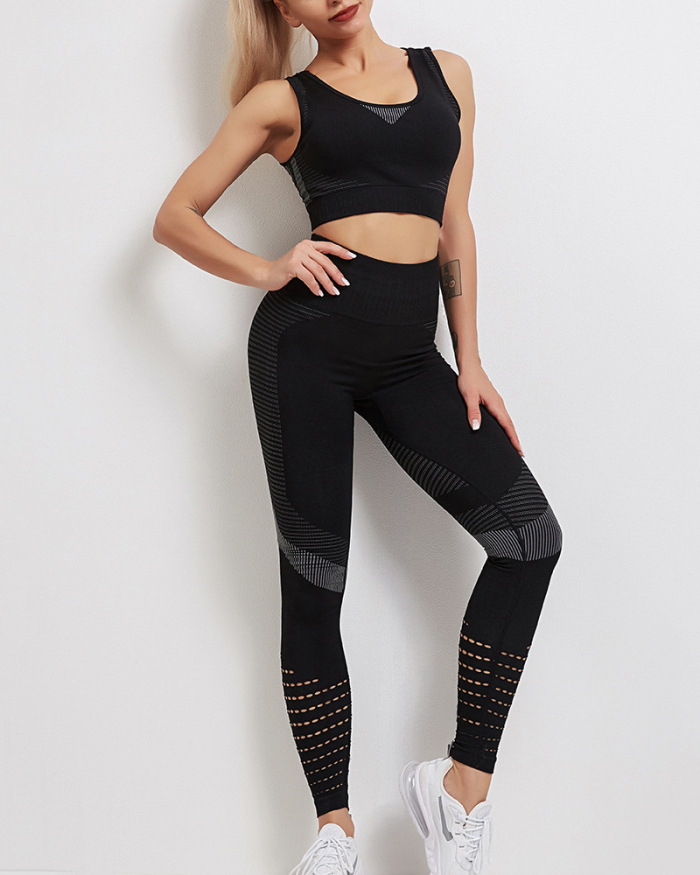 Fashion Fitness Sports Vest Leggings Nine-Point Pants Yoga Suit Two-Piece S-XL