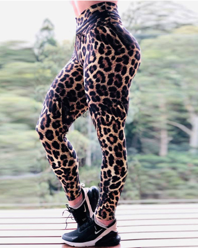 HOT Fashion Leopard Print Women Leggings Sporting Pants Fitness Slim Elastic Sweatpants Workout Push UP Legins