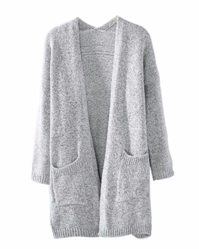 Top Sweater New Cardigan Coat Woman Medium Long Sleeve Large Pockets