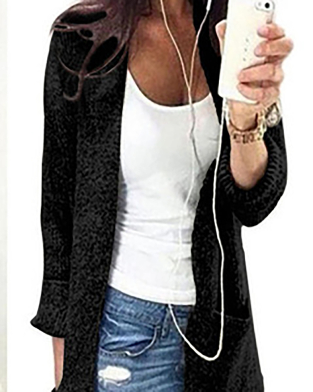 Top Sweater New Cardigan Coat Woman Medium Long Sleeve Large Pockets