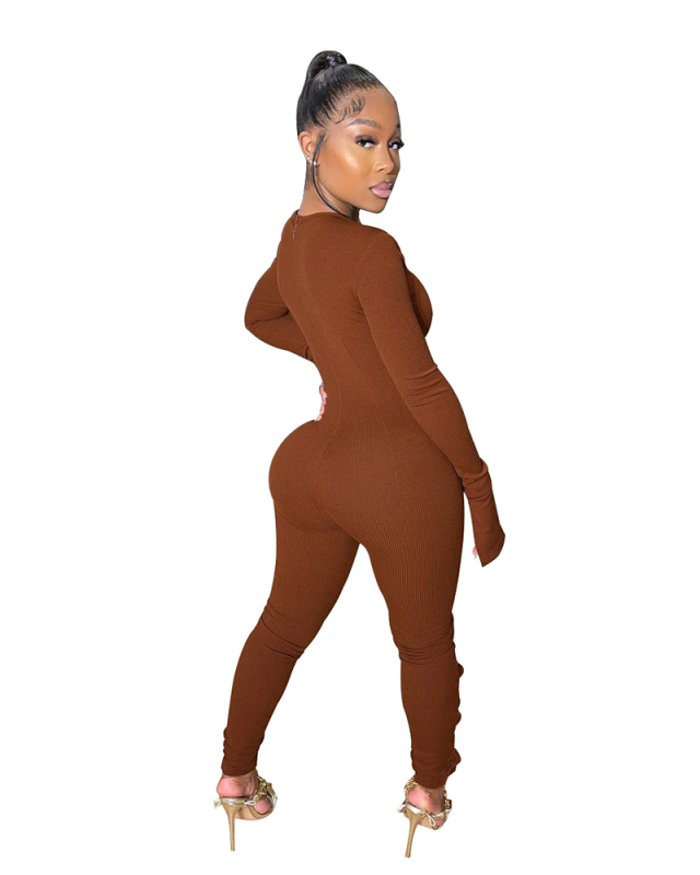 Long Sleeve Women String Hot Jumpsuit S-XXL