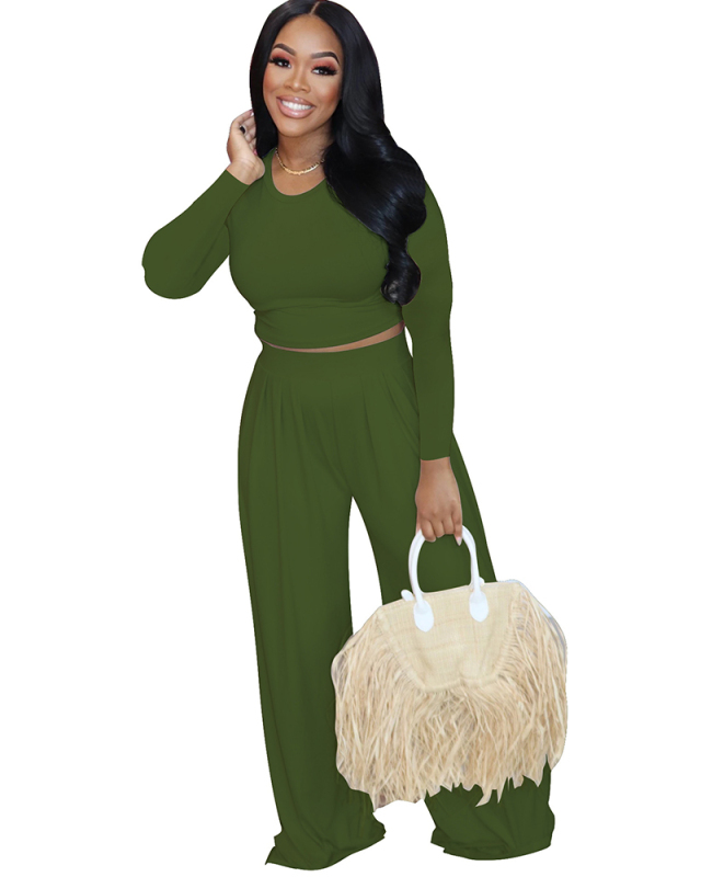 Lazy Loose Style Women Fashion Autumn Long Sleeve Two Piece Pant Sets S-XXL