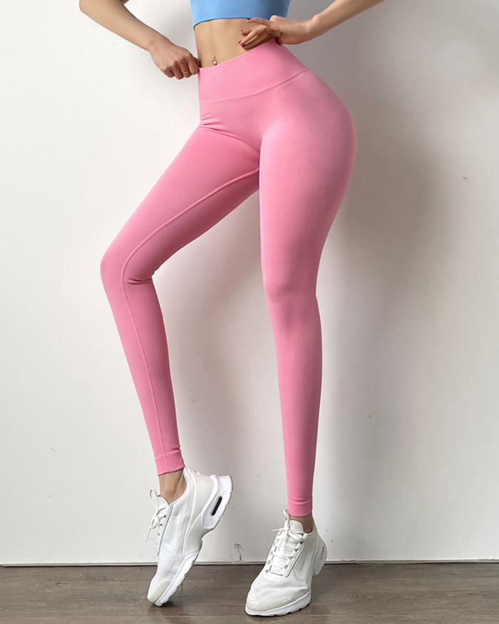 Solid Candy Color Hot Sale Women Seamless Highly Elastic Quick Dry Yoga Bottoms Sports Pants Green Pink Black Blue Sky Blue S-L