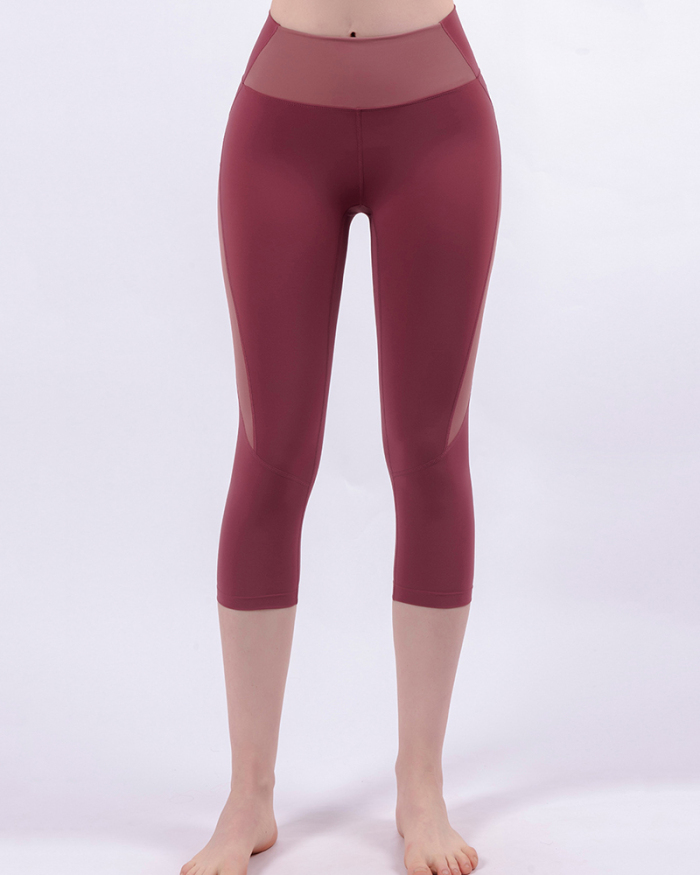 New Yoga Pants Women High Waist Hips Seven Points Tights High-bounce Dry Fitness Pants Running Bottom Sweatpants Summer