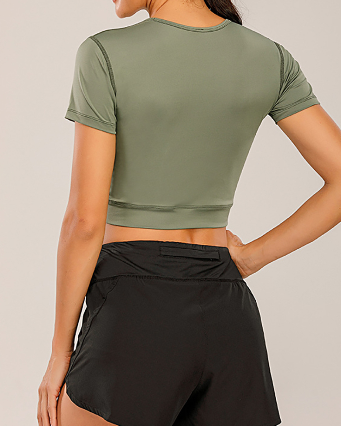 Summer Running Yoga Fitness Female Sports Short-Sleeved T-Shirt Slim Sexy Tee
