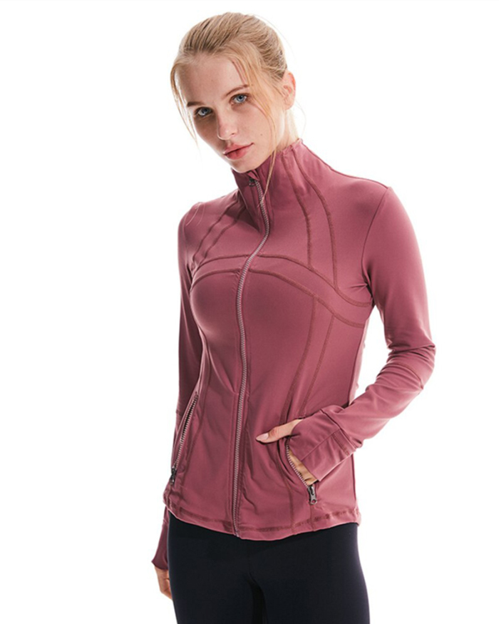 New yoga jacket women European and American yoga clothes women long sleeves running sports fitness clothes