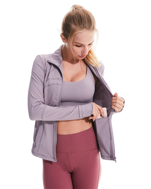 New yoga jacket women European and American yoga clothes women long sleeves running sports fitness clothes