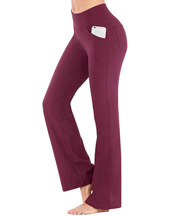 Hot New Style Pocket High Waist Micro Flared Wide Leg Trousers Casual Style Solid Color S-4XL