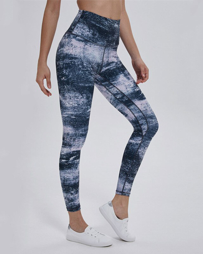 Anti-sweat New Print Gym Fitness Leggings Women 4-way Stretchy High Waist Workout Sport Tights Squatproof Yoga Pants