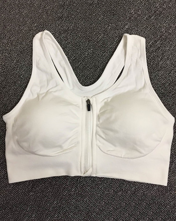 Women Running Shockproof Vest Fitness Clothing Sports Underwear Bras Front Zipper Sexy Gathered Bra
