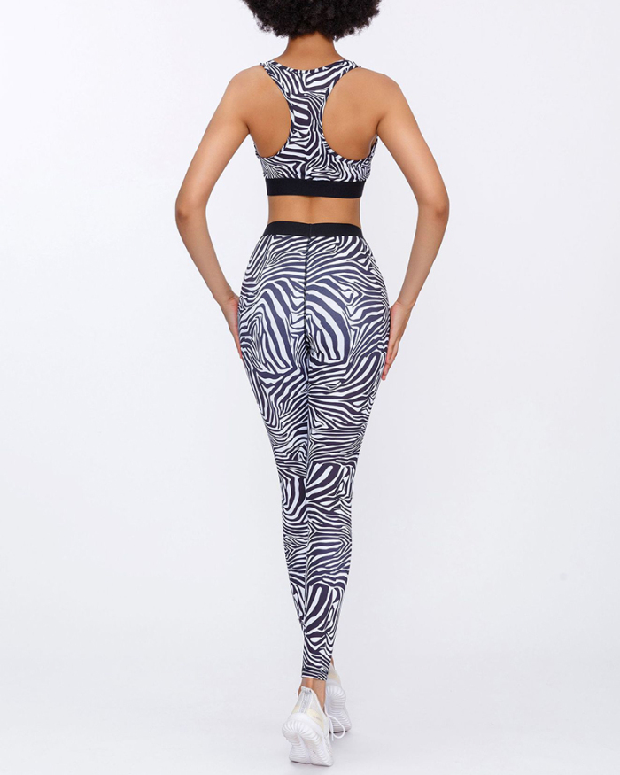 Zebra Print Quick-dry Yoga Sports Bra Yoga Tops