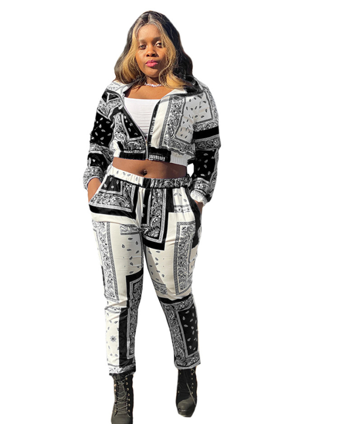 Long Sleeve New Arrival Winter Printed Women Two Piece Pant Set S-XXL
