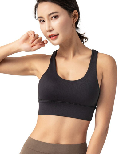 Fitness Sports Bra for Women Push Up Solid Cross Back Yoga Running Gym Training Workout Femme Padded Underwear Crop Tops Female