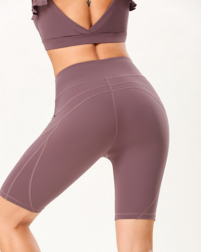 Comfy Naked-Feel Women Exercise Fitness Sports Shorts High Waist Compression Running Shorts Sexy Booty Tummy Control Gym Shorts