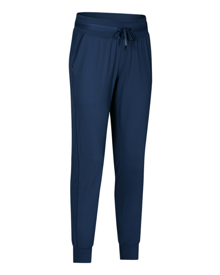 New Ladies Pocket Waist Belt High Waist Slimming Yoga Trousers Solid Color 4-12