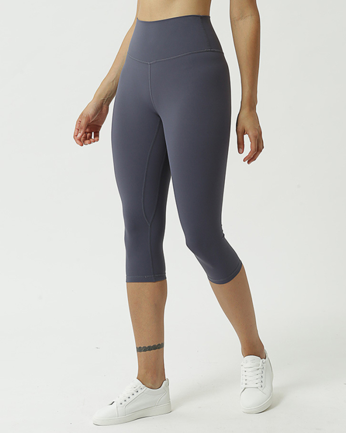 Double-sided Yoga Pants Women Elastic High Waist Seven-point Fitness Tight Gym Sport Running Butt Lifting Leggings