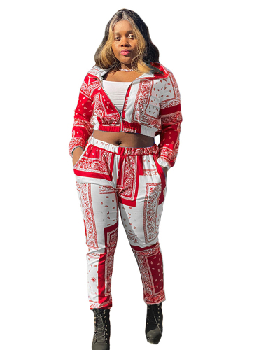 Long Sleeve New Arrival Winter Printed Women Two Piece Pant Set S-XXL