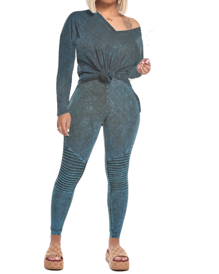 Casual Sports Suit Printed Pleated Fall Two-piece Suit