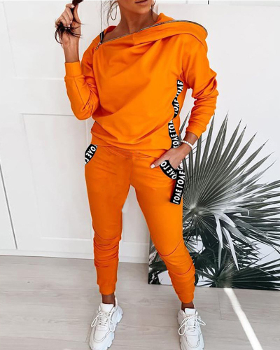 Stylish Casual Street Hooded Tracksuit Two Pieces Outfit