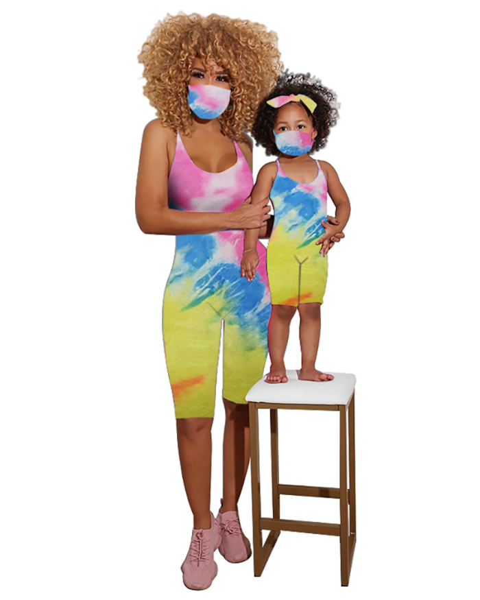 New Printed Fashion Parent-Child Suit Jumpsuit S-2XL