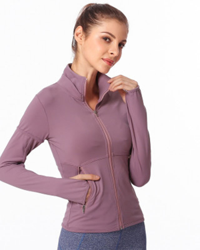 Sports Shirts Women Fitness Running Tight Zipper Long Sleeve Workout Jogging Solid Training Athletic Shirts