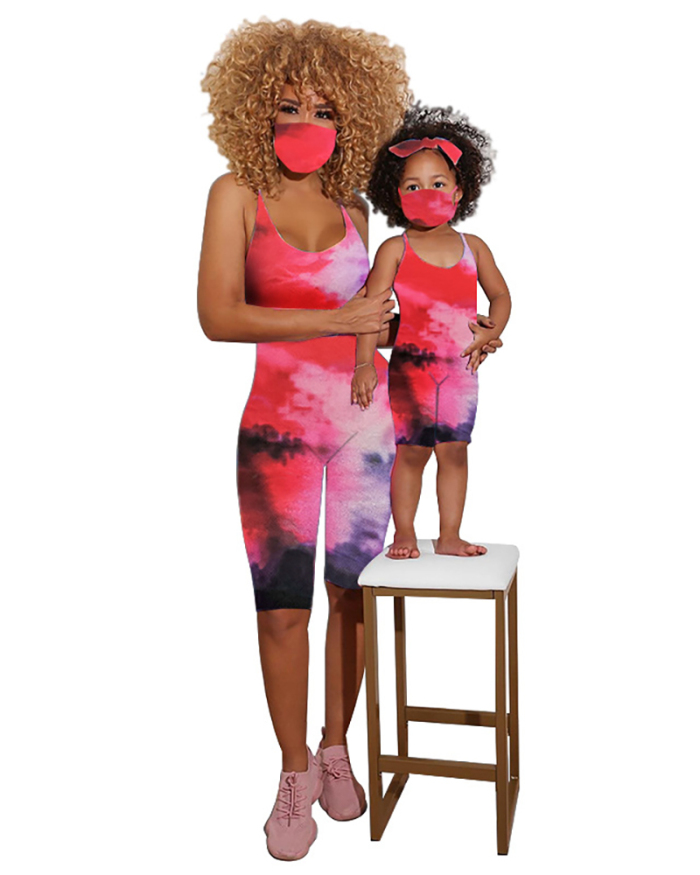 New Printed Fashion Parent-Child Suit Jumpsuit S-2XL
