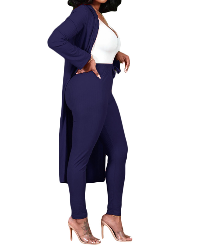Ladies Fashion New Long Coat Waist Tie Two-Piece Suit Does Not Include White Vest Solid Color S-XXL