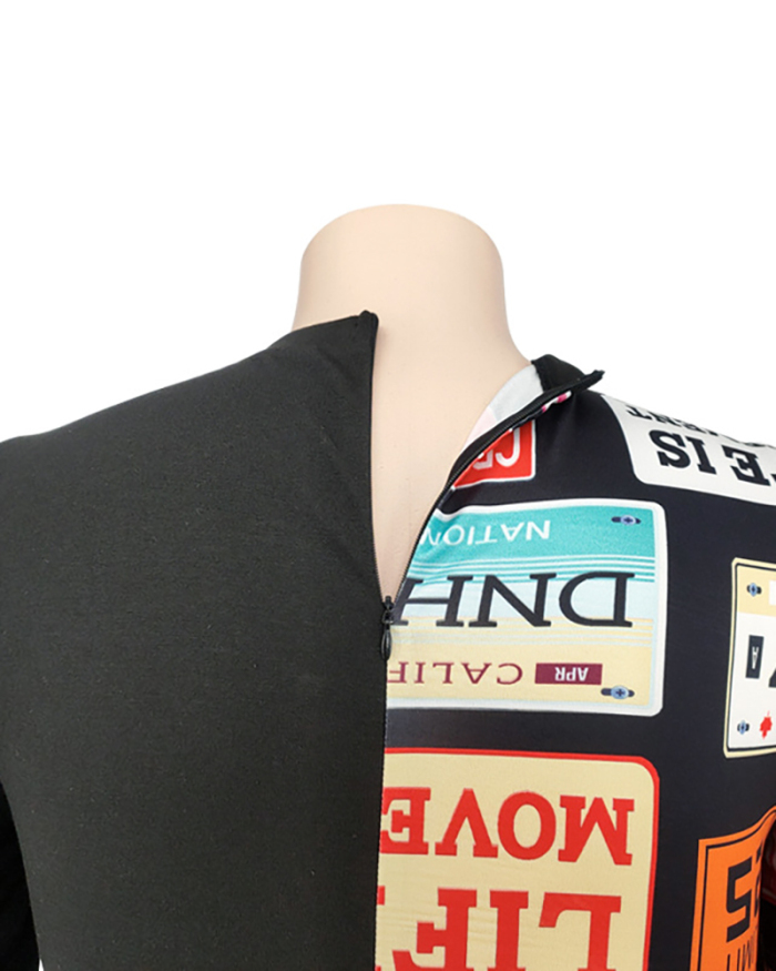 Lady Colorblock Casual Plus Size Jumpsuit Black XL -5XL 