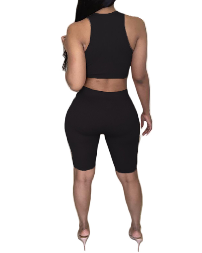 Women's Fashion New Sports Vest Yoga Two-Piece Solid Color S-XL