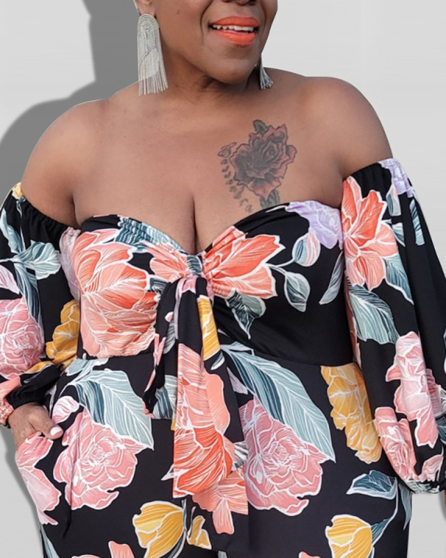 Lady Fashion Tie Knot Strapless Plus Size Jumpsuit XL -5XL