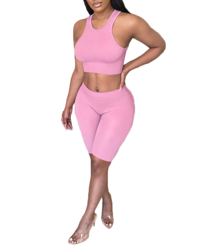 Women's Fashion New Sports Vest Yoga Two-Piece Solid Color S-XL