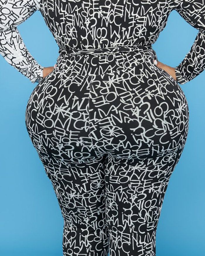 Women Printing Strappy V-Neck Plus Size Jumpsuit Black XL-5XL