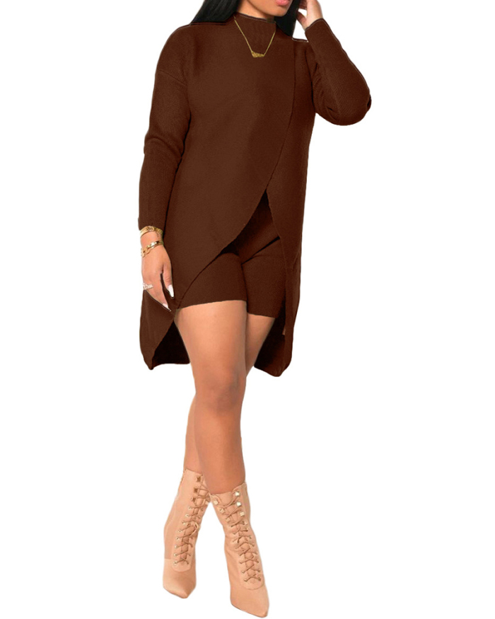 Woman Casual Mid-Length Blouse and Shorts Two-PieceCashmere Sweater S-XXL