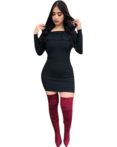 Black Off Shoulder Women Dress