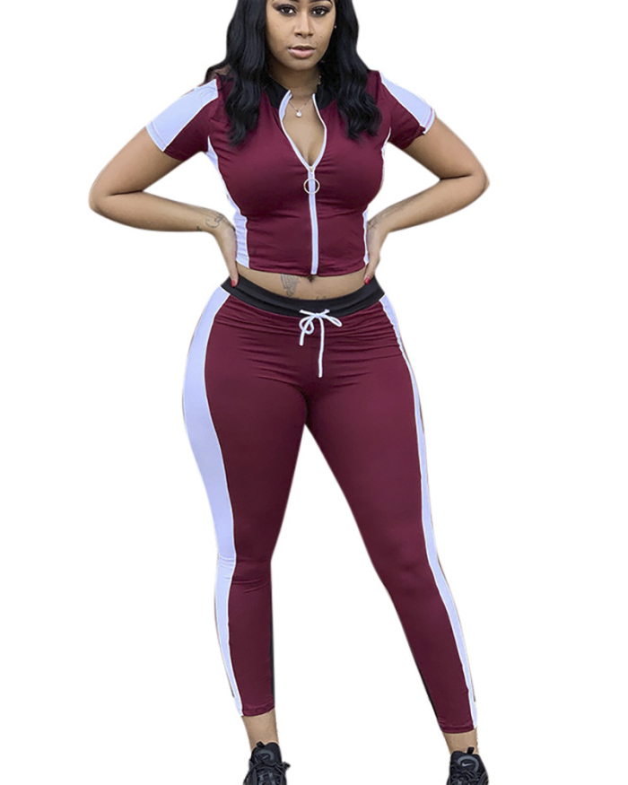 Short Sleeve Sporty Causal Two Pieces Set