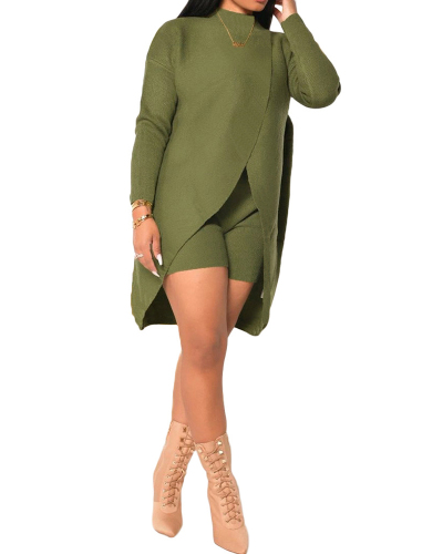 Woman Casual Mid-Length Blouse and Shorts Two-PieceCashmere Sweater S-XXL