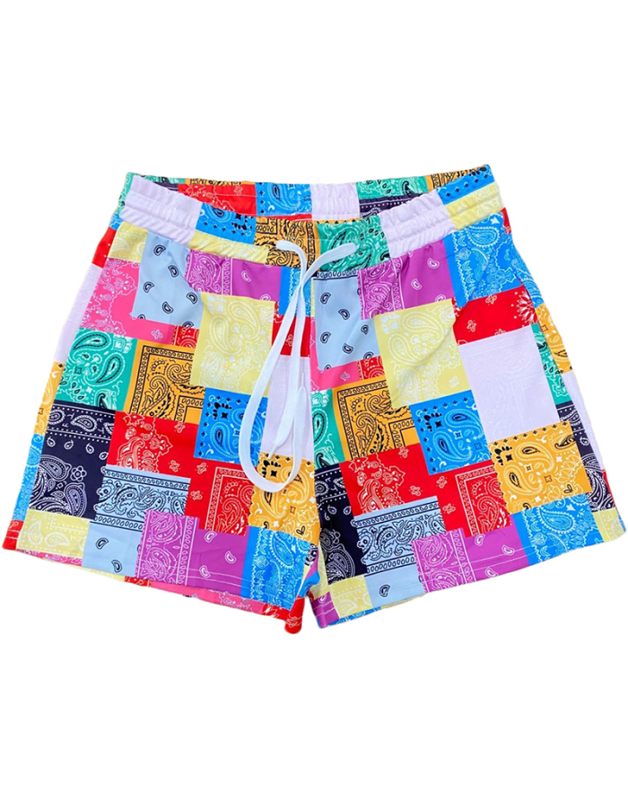 Hot Sale Women Summer Colorblock Beach Casual Shorts S-3XL