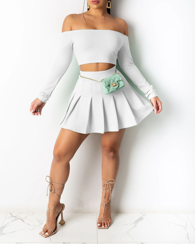 Lady Sexy Fashion Pleated High-Waist Spring and Summer Two-Piece Set S-XXL