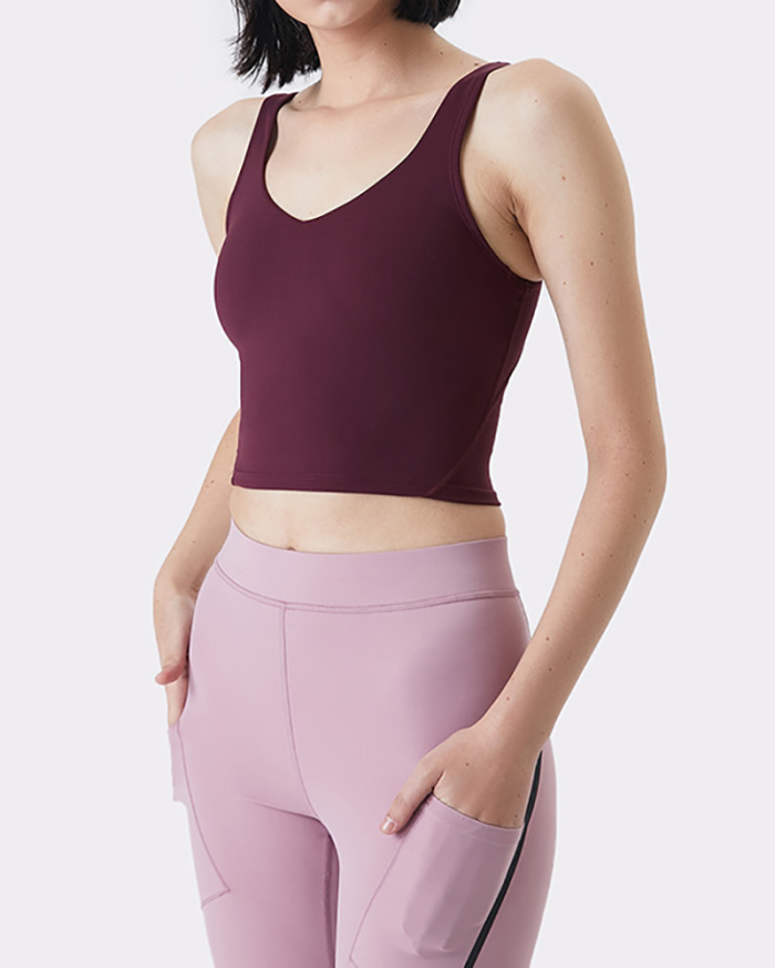 Women Yoga Vest Sleeveless Back Quick Dry Workout Sports Tank Top Elastic Tight Running Vest